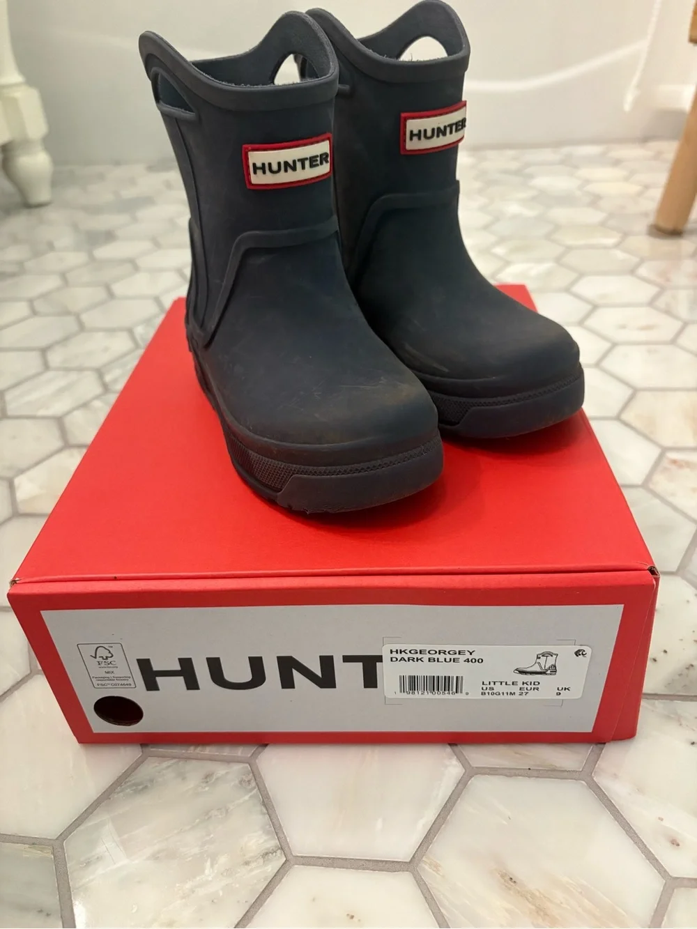 Hunter Little Kids Georgey Waterproof Rain Boots Size 10C Dark Blue